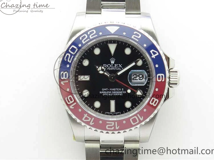 MiroTime 0413 GMT Master II 126719 BLRO Red Blue Ceramic 316L Steel ROF Best Edition Black Dial on SS Bracelet A Elegant 2654